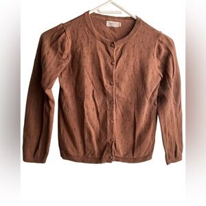 Wheat pointelle button cardigan brown size 7